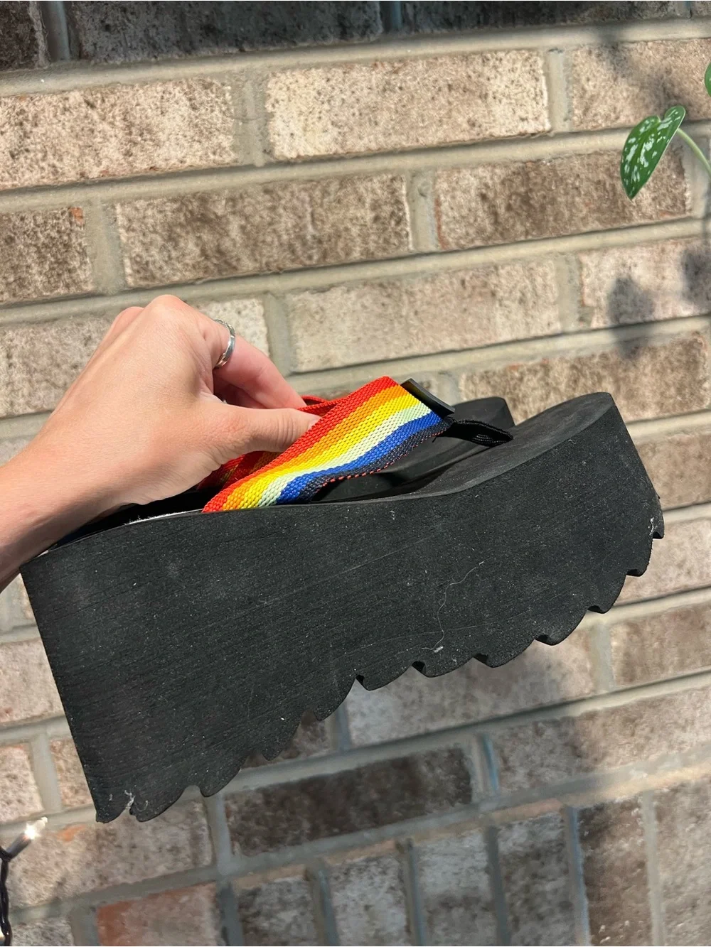 Rocket Dog Platform Wedge y2k Rainbow Flip Flops